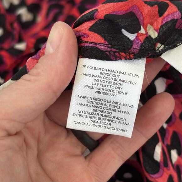 Anne Klein Blouse Small Leopard Sheer Layered Flowy Metallic Maximalist Twee - Picture 12 of 13